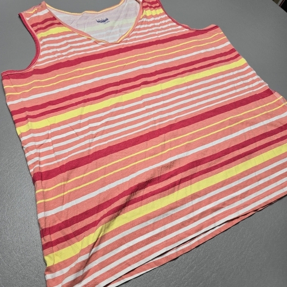 basic edition orange colorful striped tank top women's plus size XXL - Picture 2 of 9